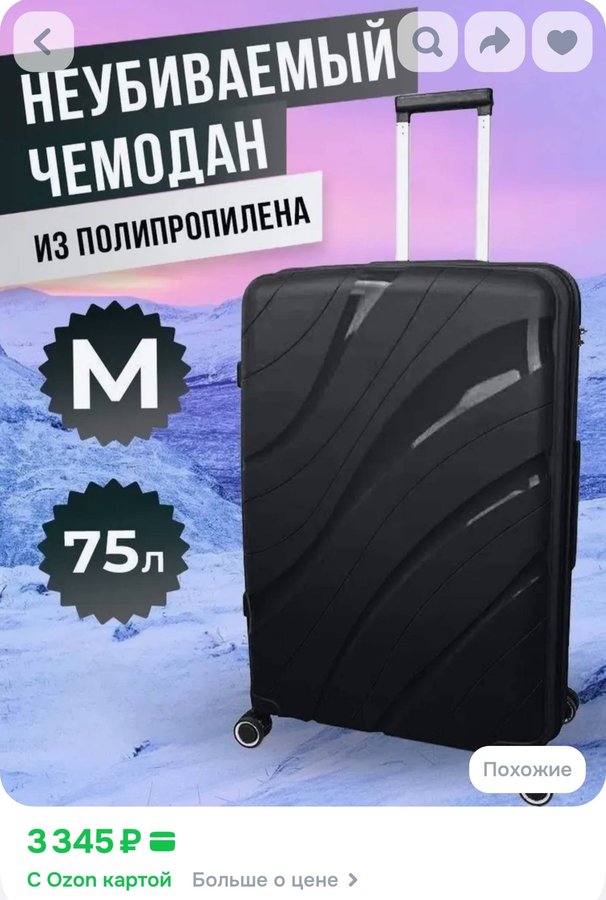 Чемодан Полипропилен 66 см 75 л