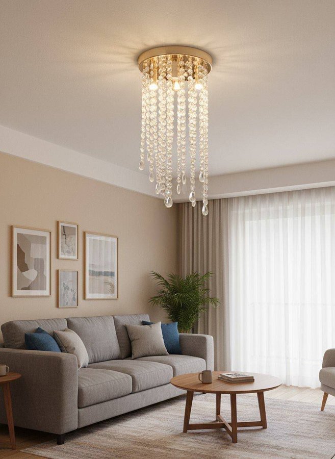 Люстра потолочная с хрустальными подвесками #25