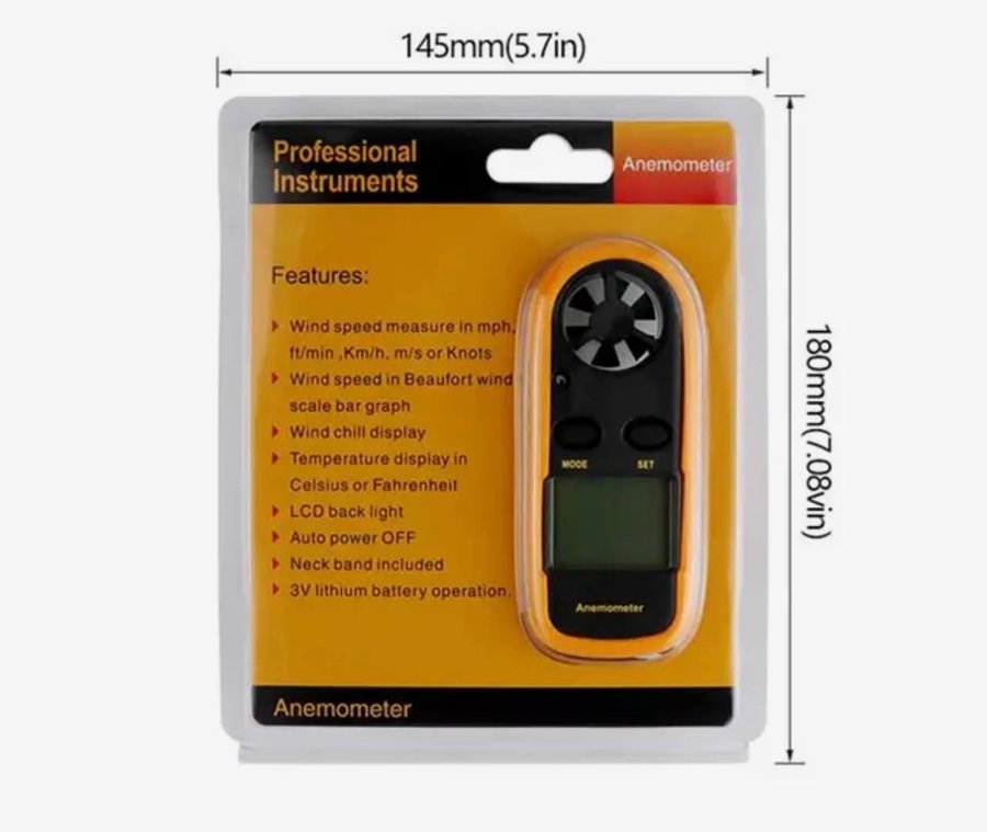 Карманный цифровой анемометр